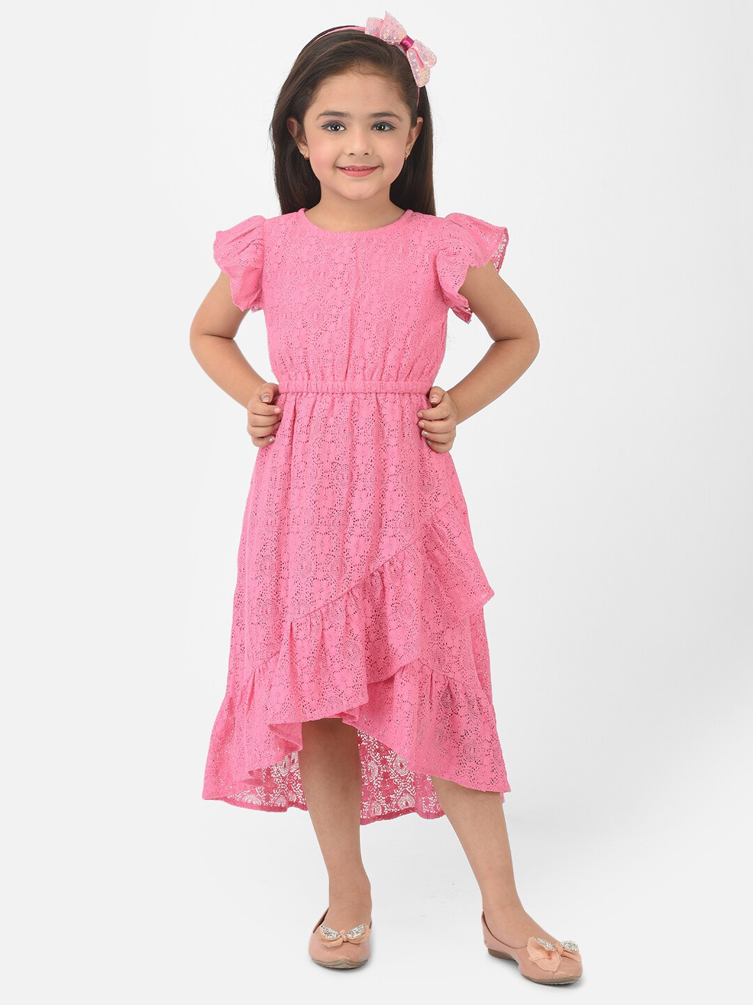 

Eavan Girls Pink Lace Midi Dress