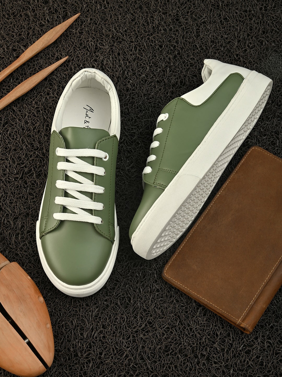 

Mast & Harbour Women Olive Green Solid Regular Sneakers