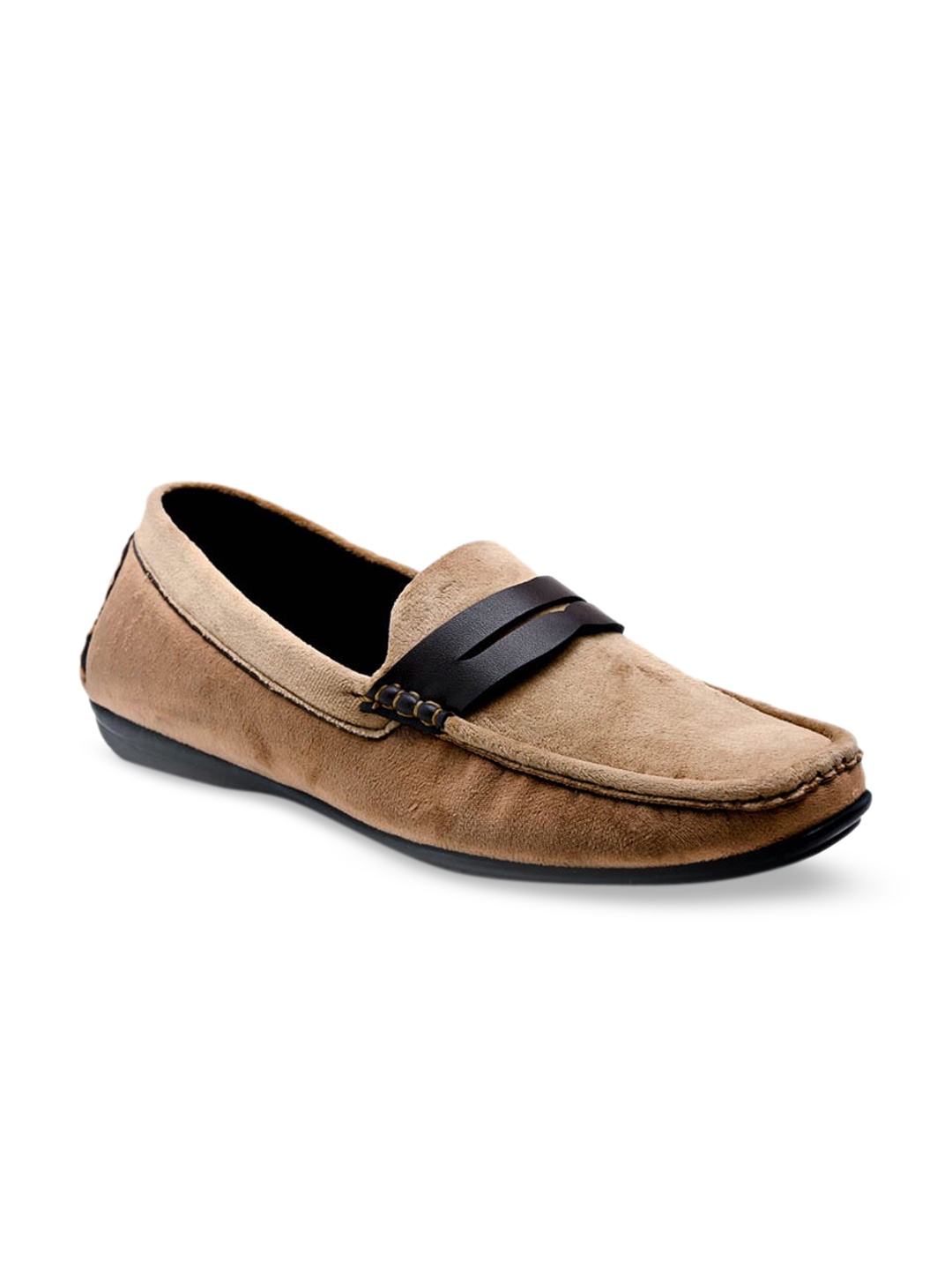 

MONKSTORY Men Beige Colourblocked Suede Loafers