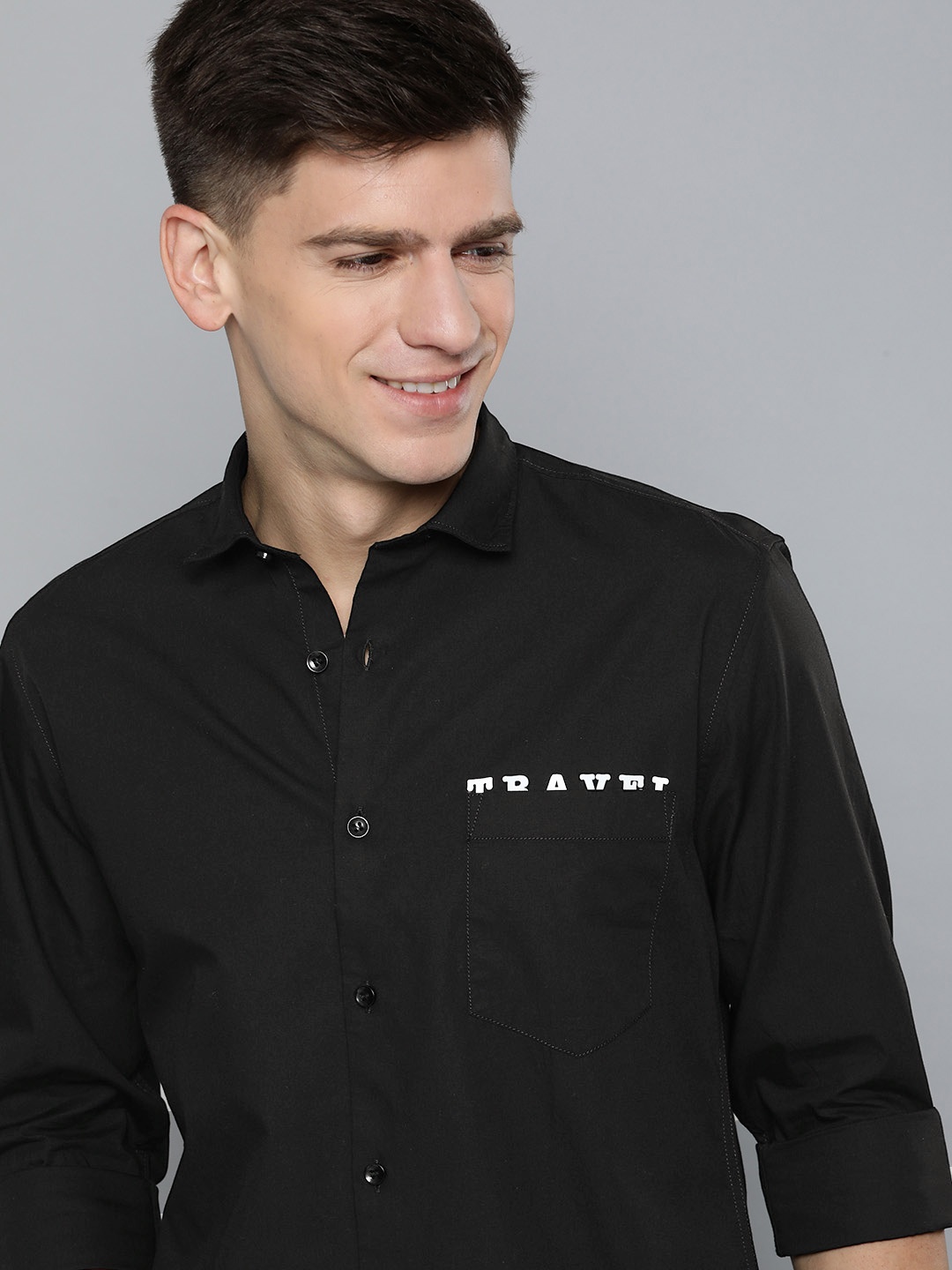 

Mast & Harbour Men Solid Casual Shirt, Black