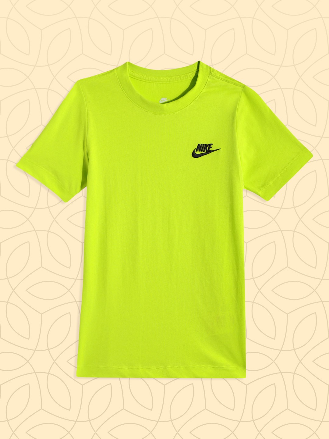 

Nike Boys Fluorescent Green Solid Round Neck Sportswear EMB Futura Pure Cotton T-Shirt