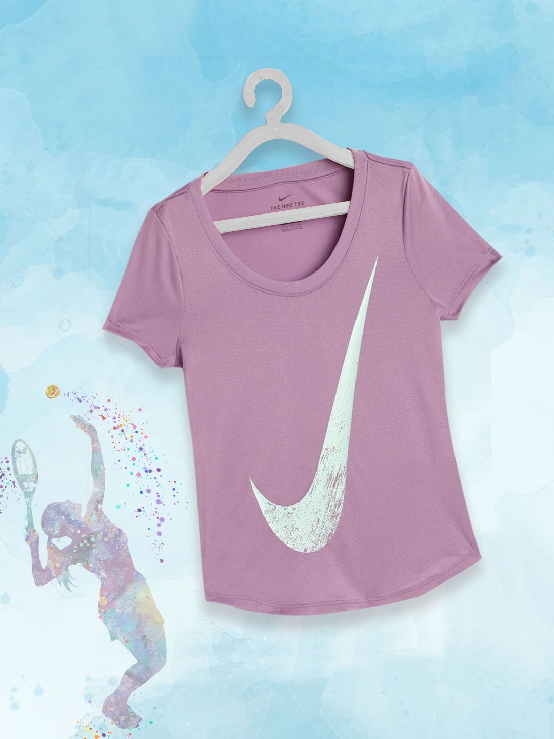 

Nike Girls Mauve Pink LGD Victory Swoosh Brand Logo Print Round Neck Dri-FIT T-Shirt