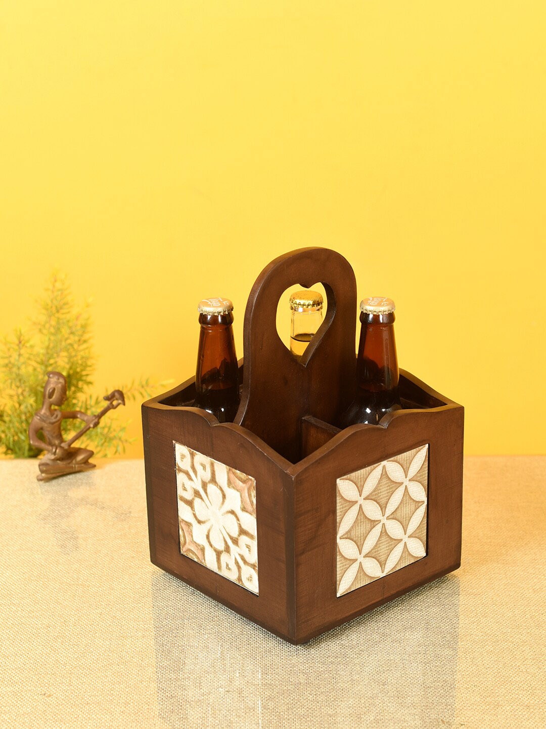 

AAKRITI ART CREATIONS Brown & Beige Serenade Bottle and Tools Holder