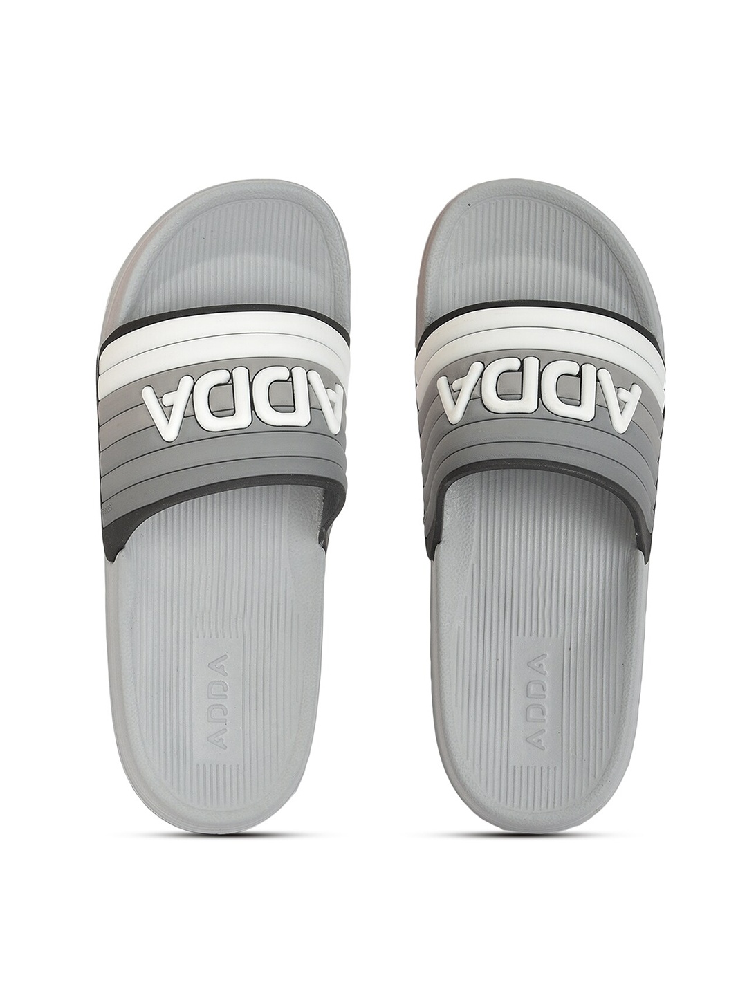 

Adda Women Grey Striped Rubber Sliders Flip Flops