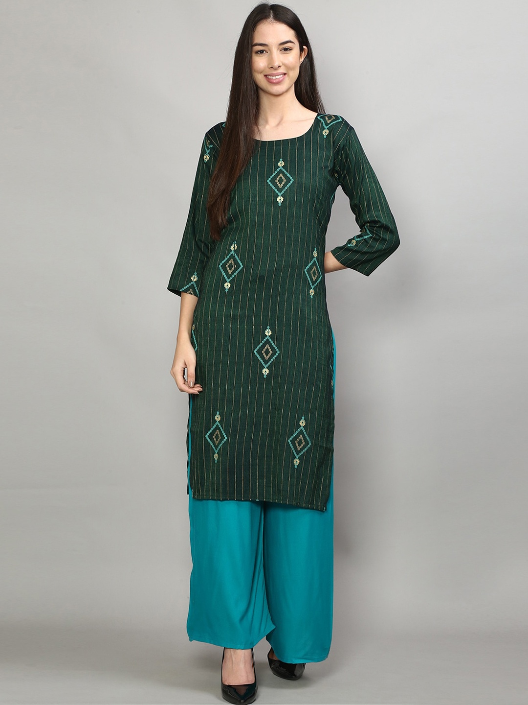 

GRACIT Women Green Geometric Printed Kurta