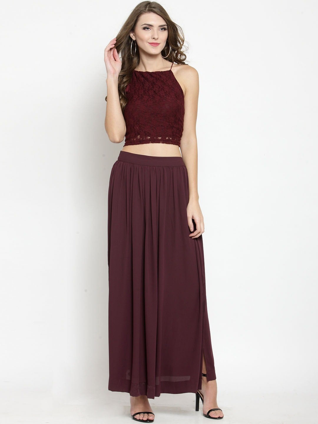 

Sera Burgundy Lace Maxi Dress