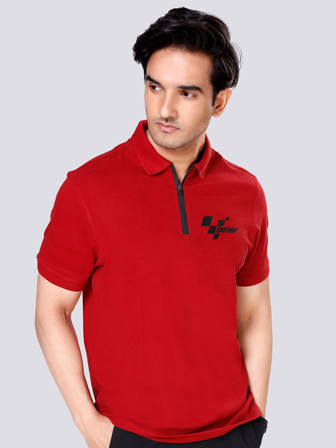 

MotoGP Men Red Holographic Zipped Polo