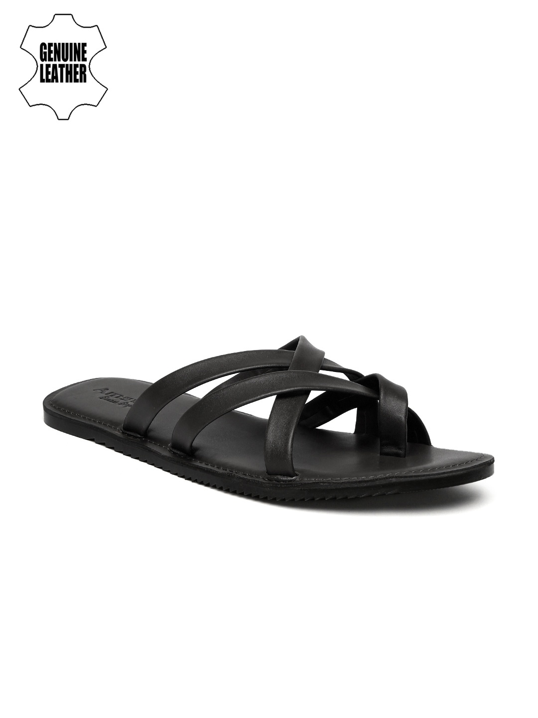 

Amster Men Black Genuine Leather Sandals