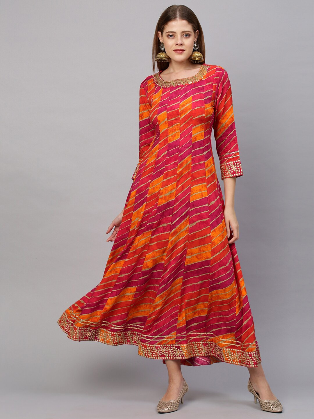 

FASHOR Orange Tie and Dye Ethnic Maxi Dress
