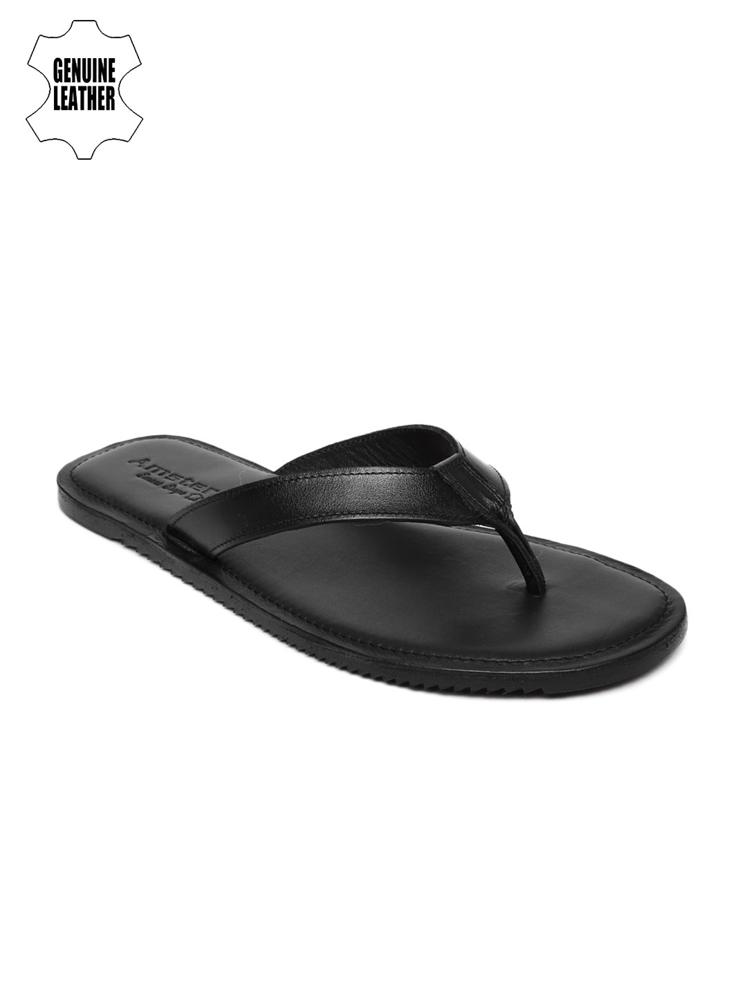 

Amster Men Black Genuine Leather Sandals