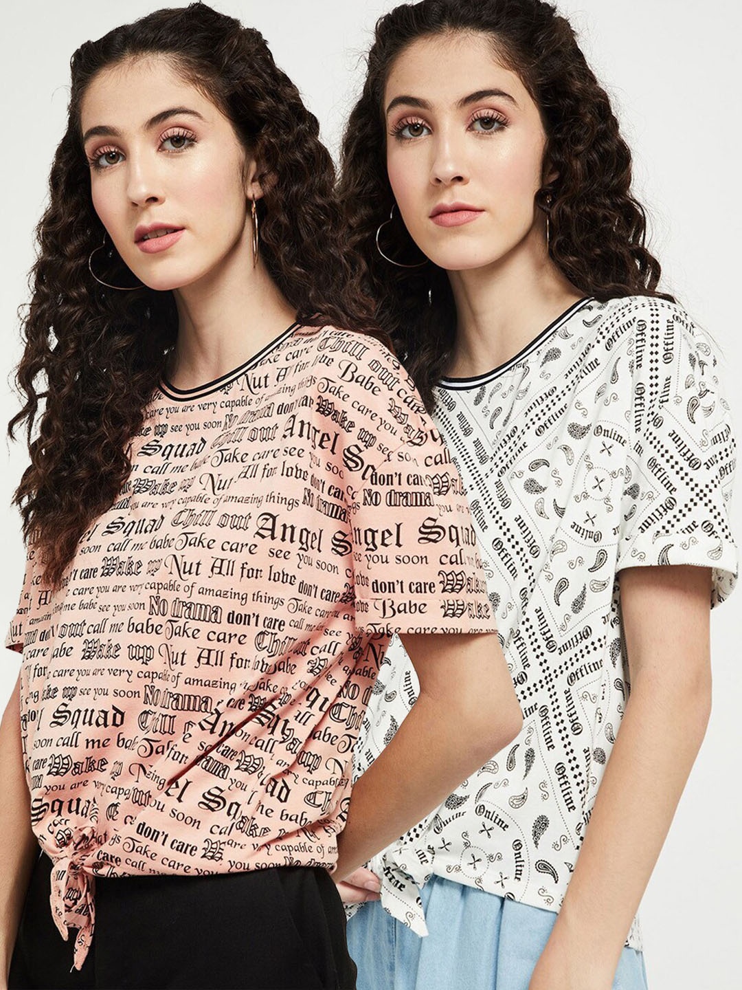 

max Women Pack Of 2 Printed T-shirt, Pink