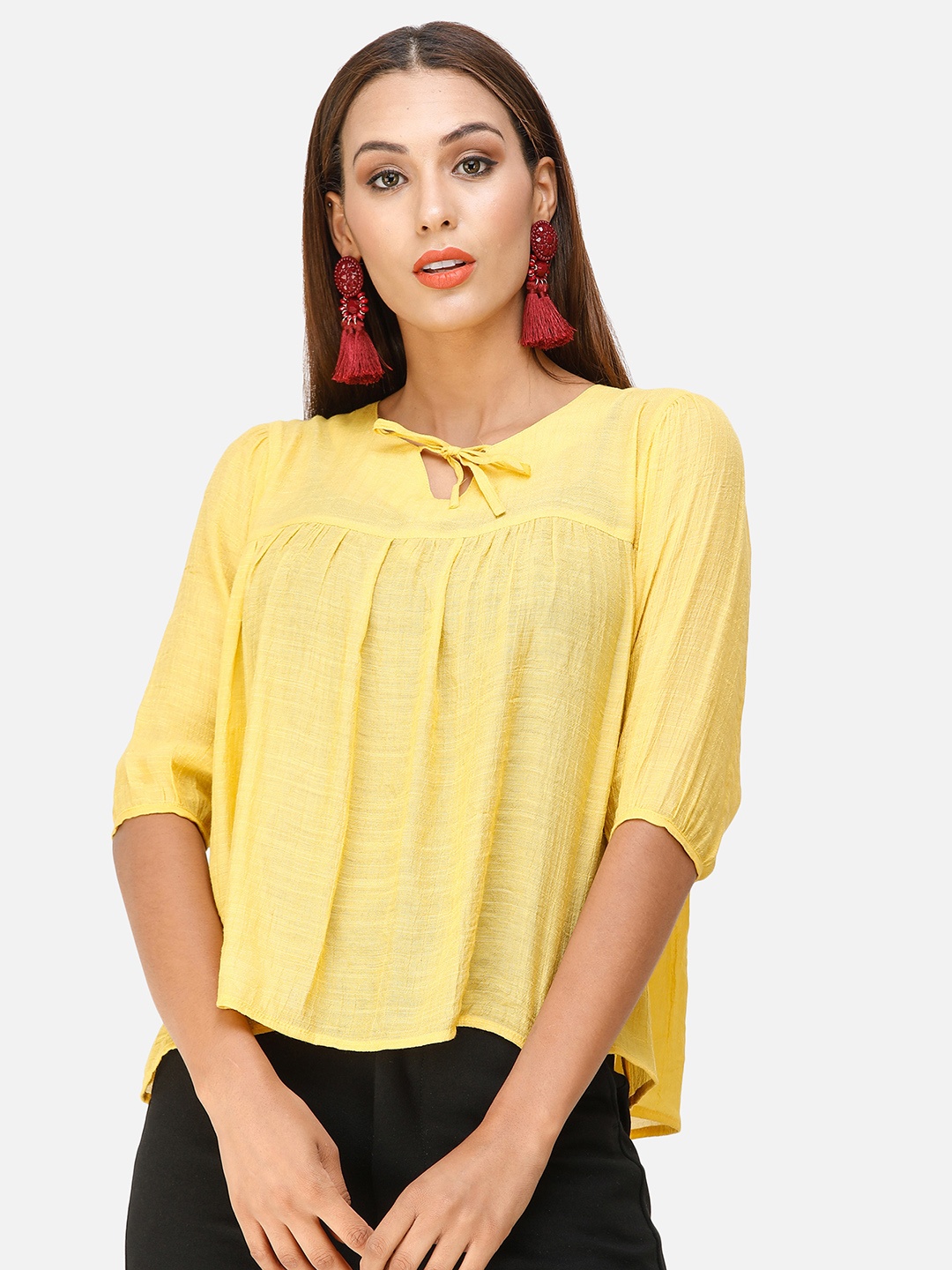

DECHEN Yellow Boxy Top