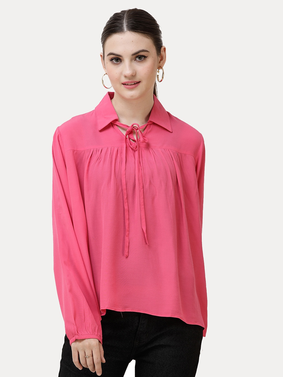 

DECHEN Pink Bishop Sleeves Top