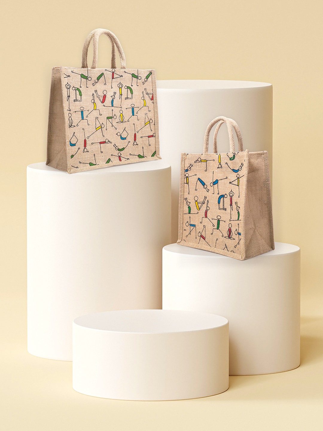

Golden Peacock Brown Set Of 2 Eco-friendly Printed Shopper Tote Bag