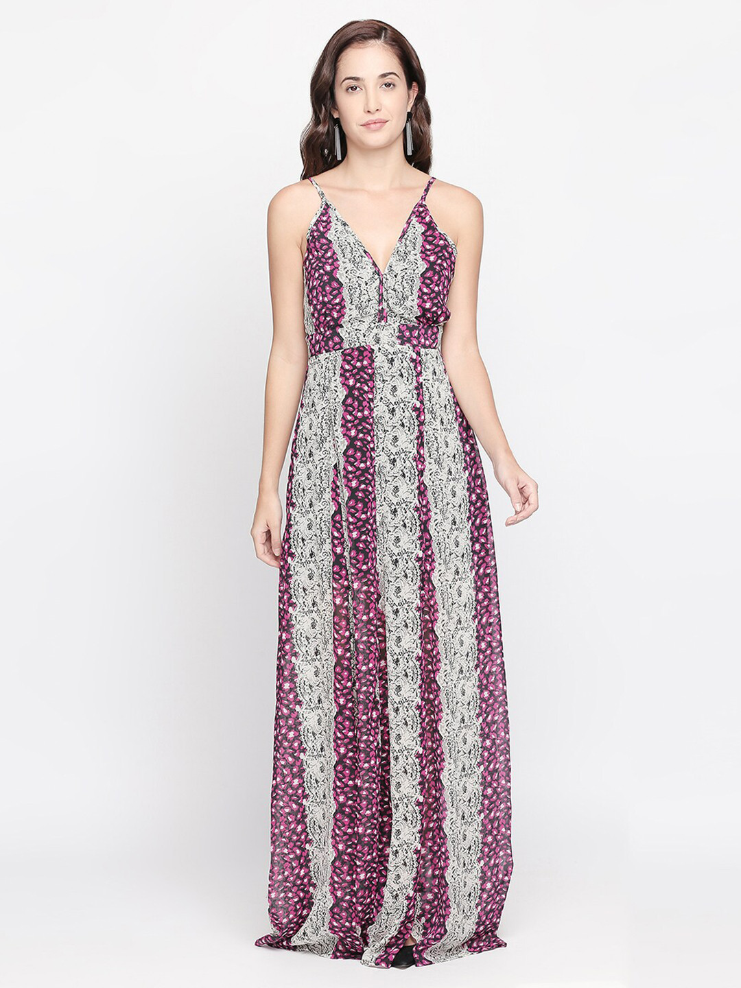 

aaliya Violet & Grey Georgette Maxi Dress