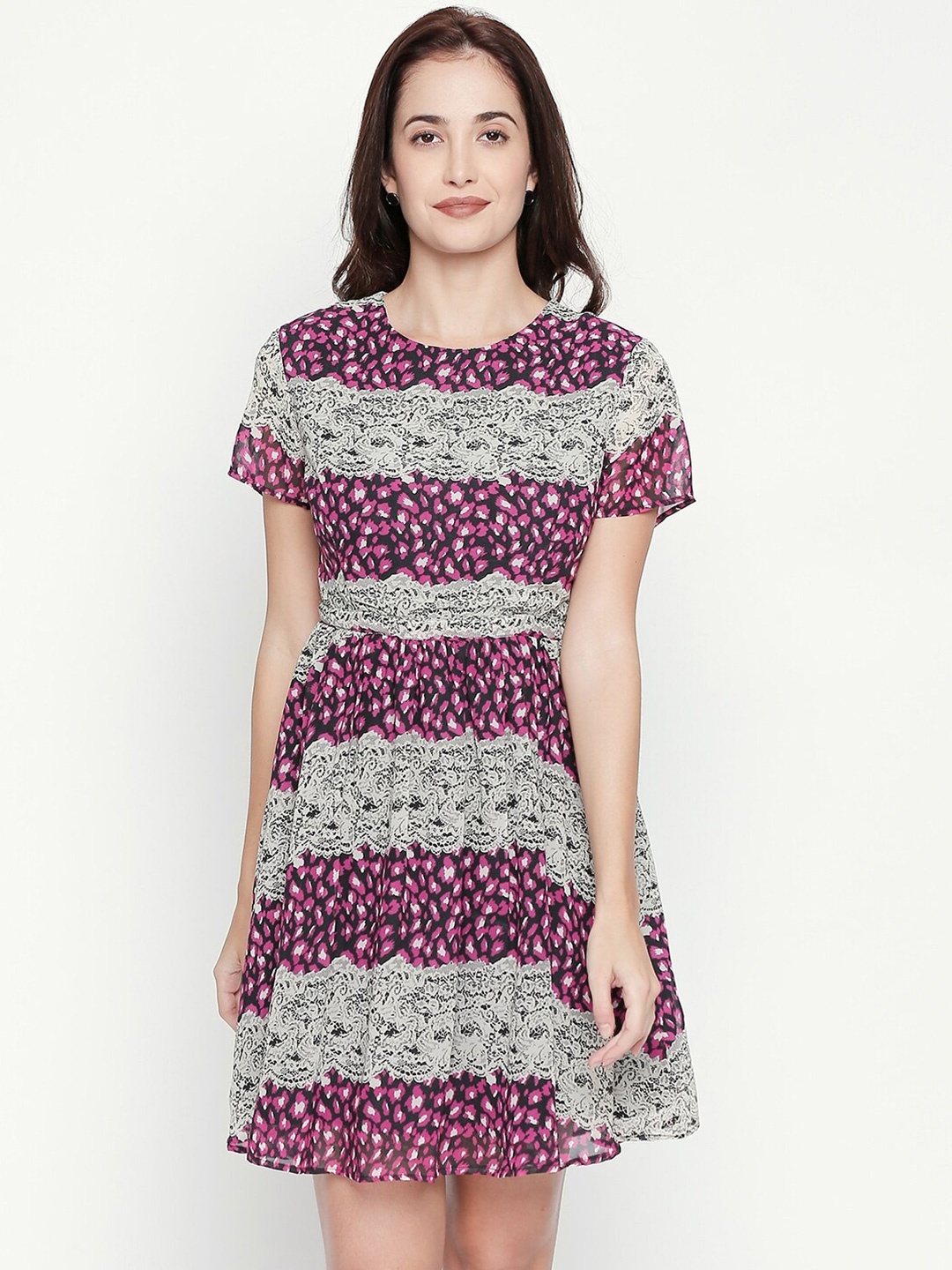 

aaliya Violet Floral Georgette Dress