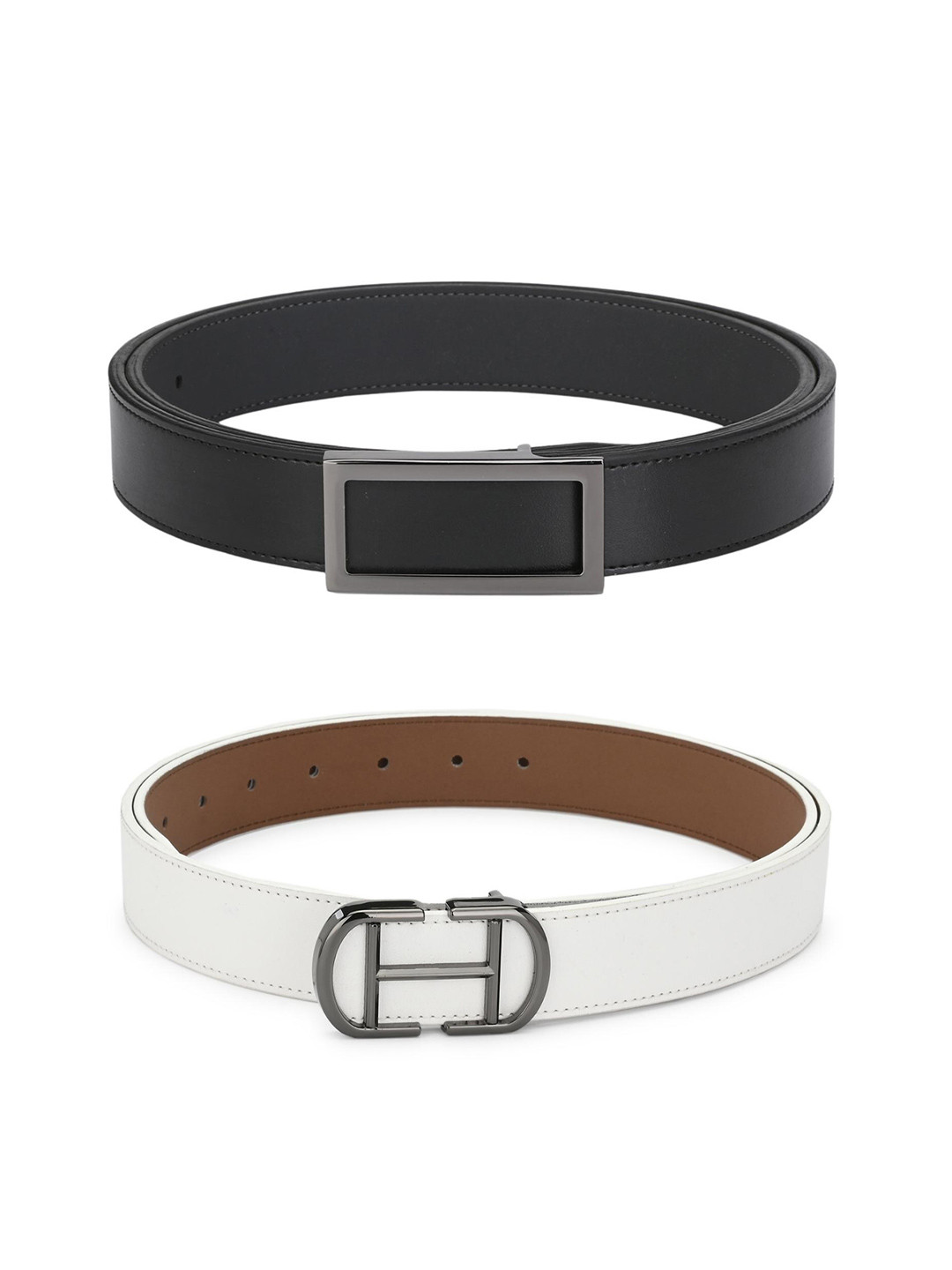 

Calvadoss Women Black & White Set Of 2 Solid PU Belts