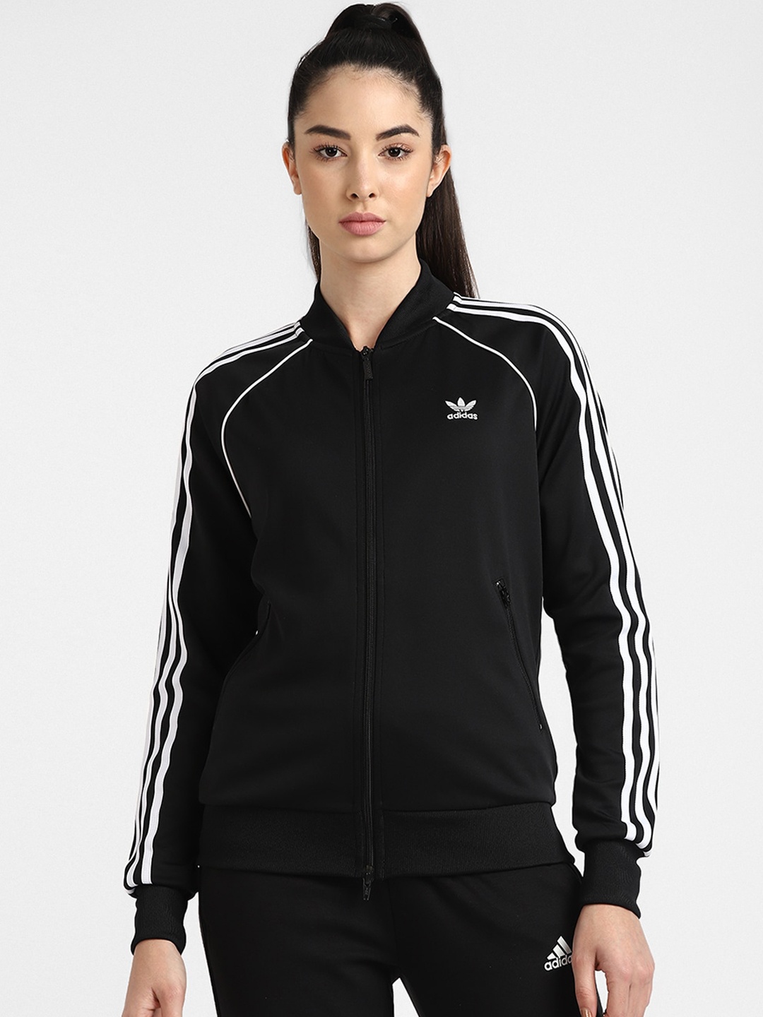 

ADIDAS Originals Women Black Striped Sporty Jacket