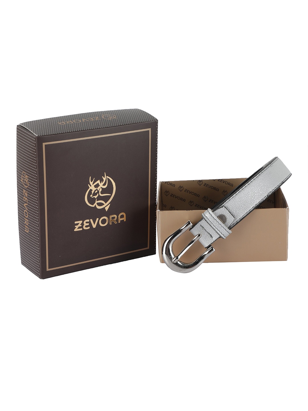 

ZEVORA Women Grey Solid PU Belt