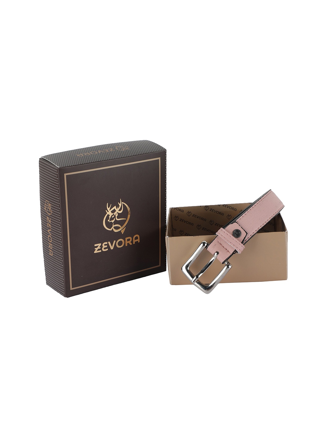 

ZEVORA Women Pink & Silver Solid PU Belt