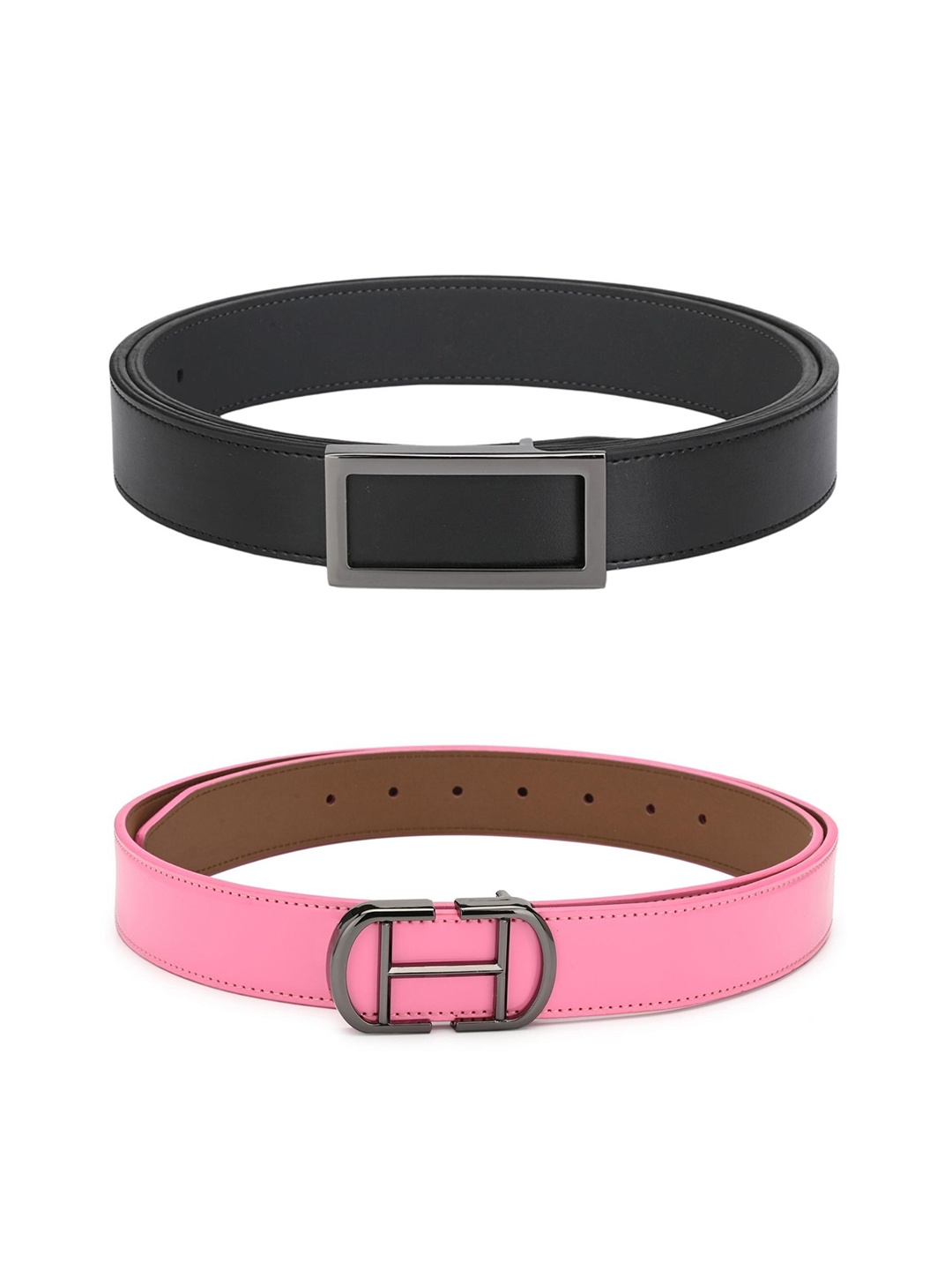 

Calvadoss Girls Black & Pink Set of 2 Solid PU Belt