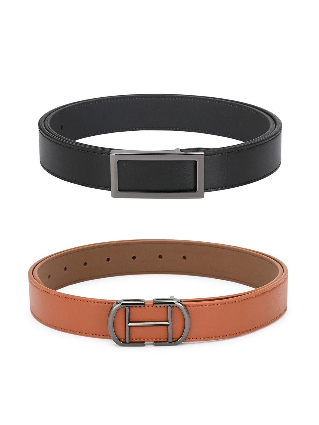 

Calvadoss Girls Black & Brown Set Of 2 Solid PU Belts