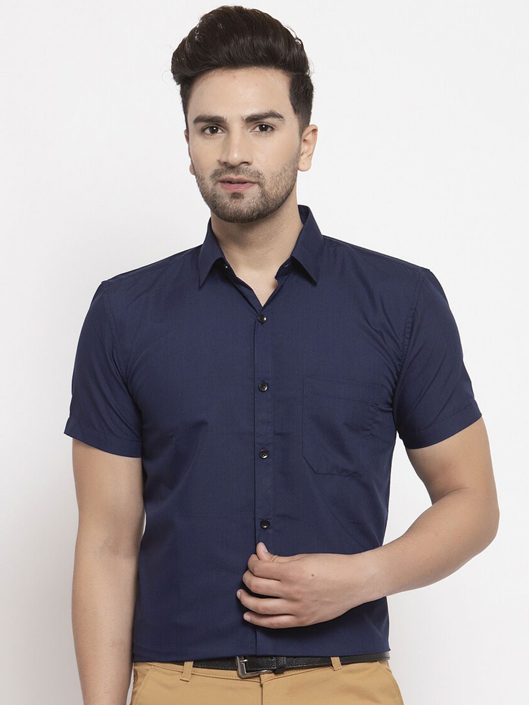 

JAINISH Men Navy Blue Classic Formal Shirt