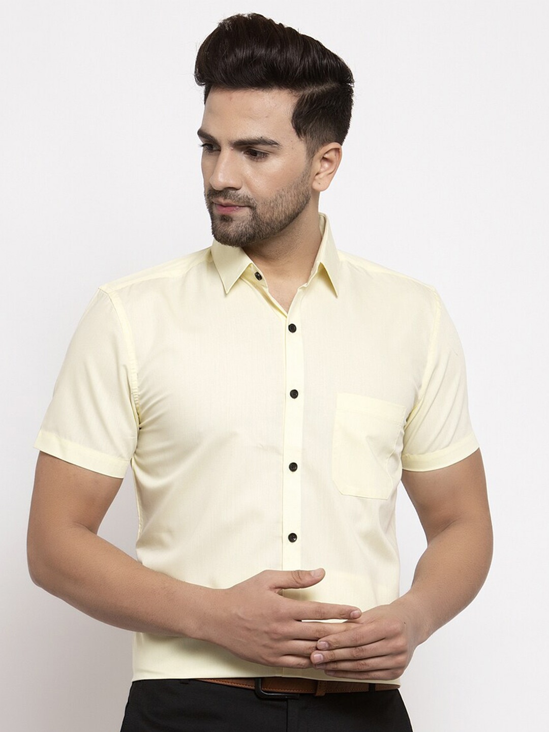 

JAINISH Men Yellow Classic Formal Shirt