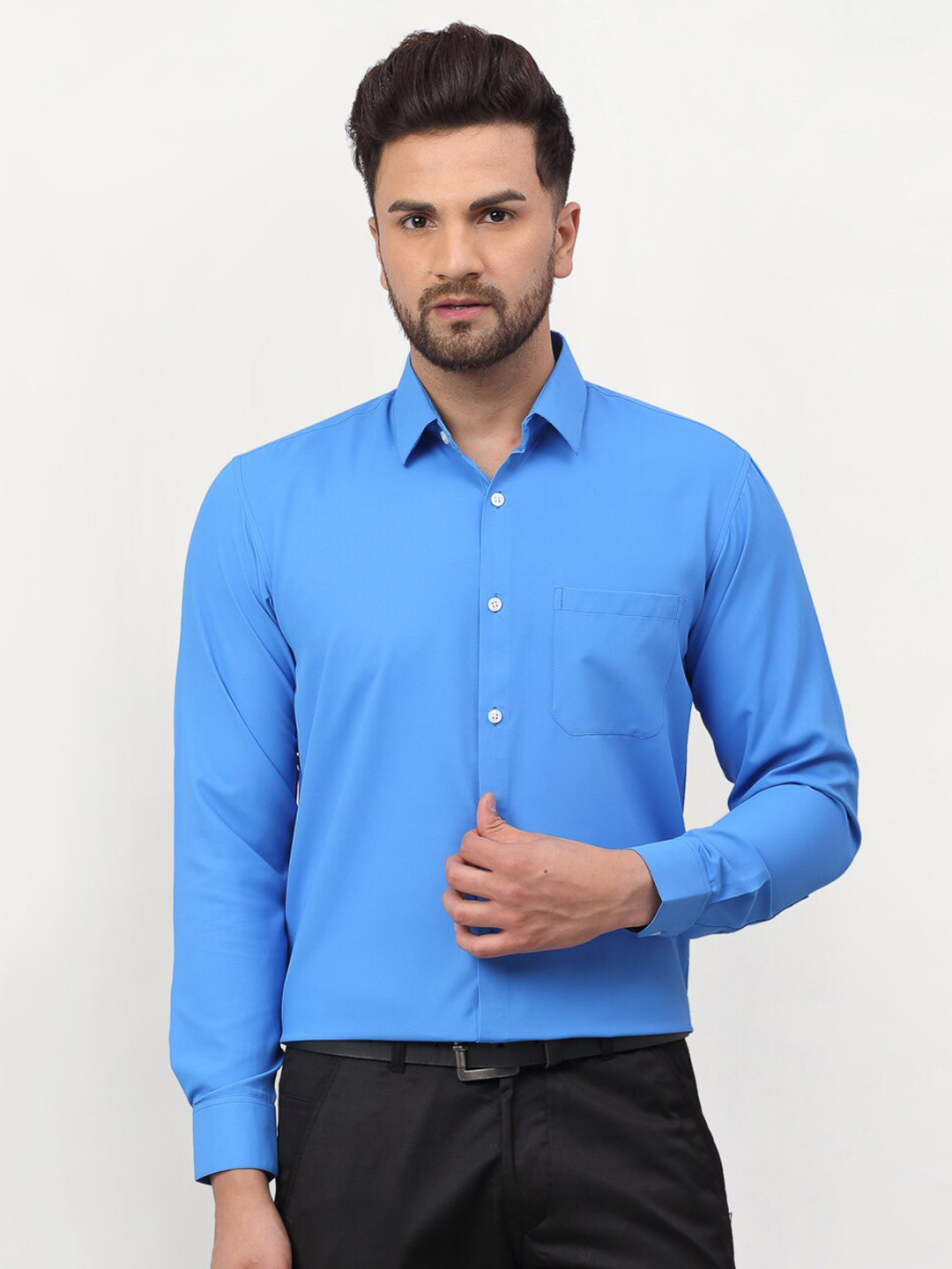 

JAINISH Men Blue Solid Classic Regular Fit Formal Shirt