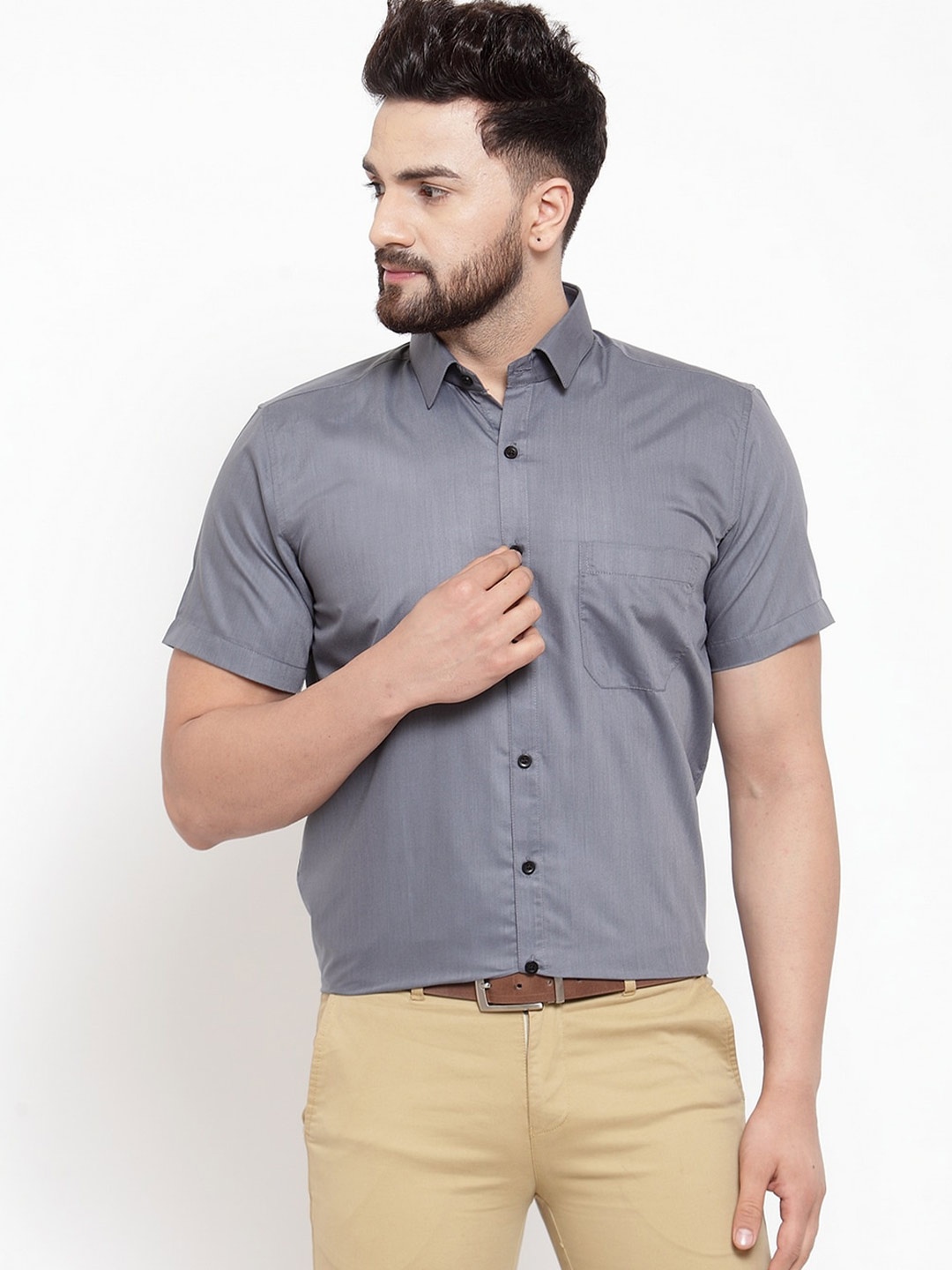 

JAINISH Men Grey Classic Regular Fit Formal Shirt