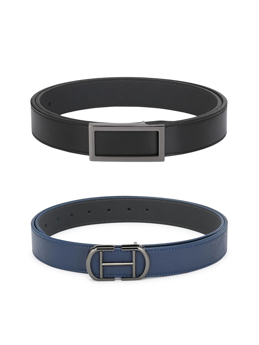 

Calvadoss Boys Black & Blue Set Of 2 Solid PU Belts