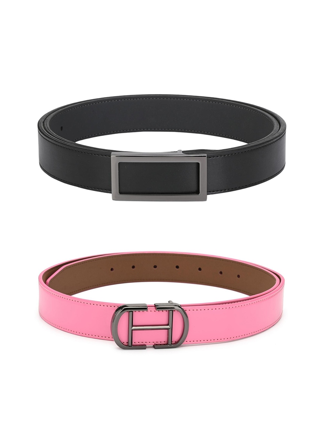 

Calvadoss Boys Black & Pink Set Of 2 Solid PU Belts