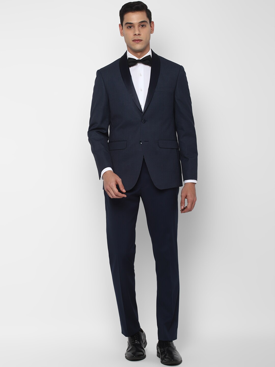 

Allen Solly Men Navy Blue Self Design Formal Suit