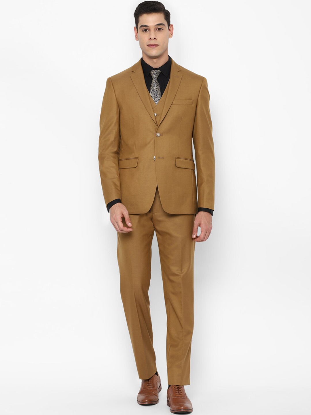 

Allen Solly Men Brown Solid Slim-Fit Single-Breasted Three-Piece Formal Suit