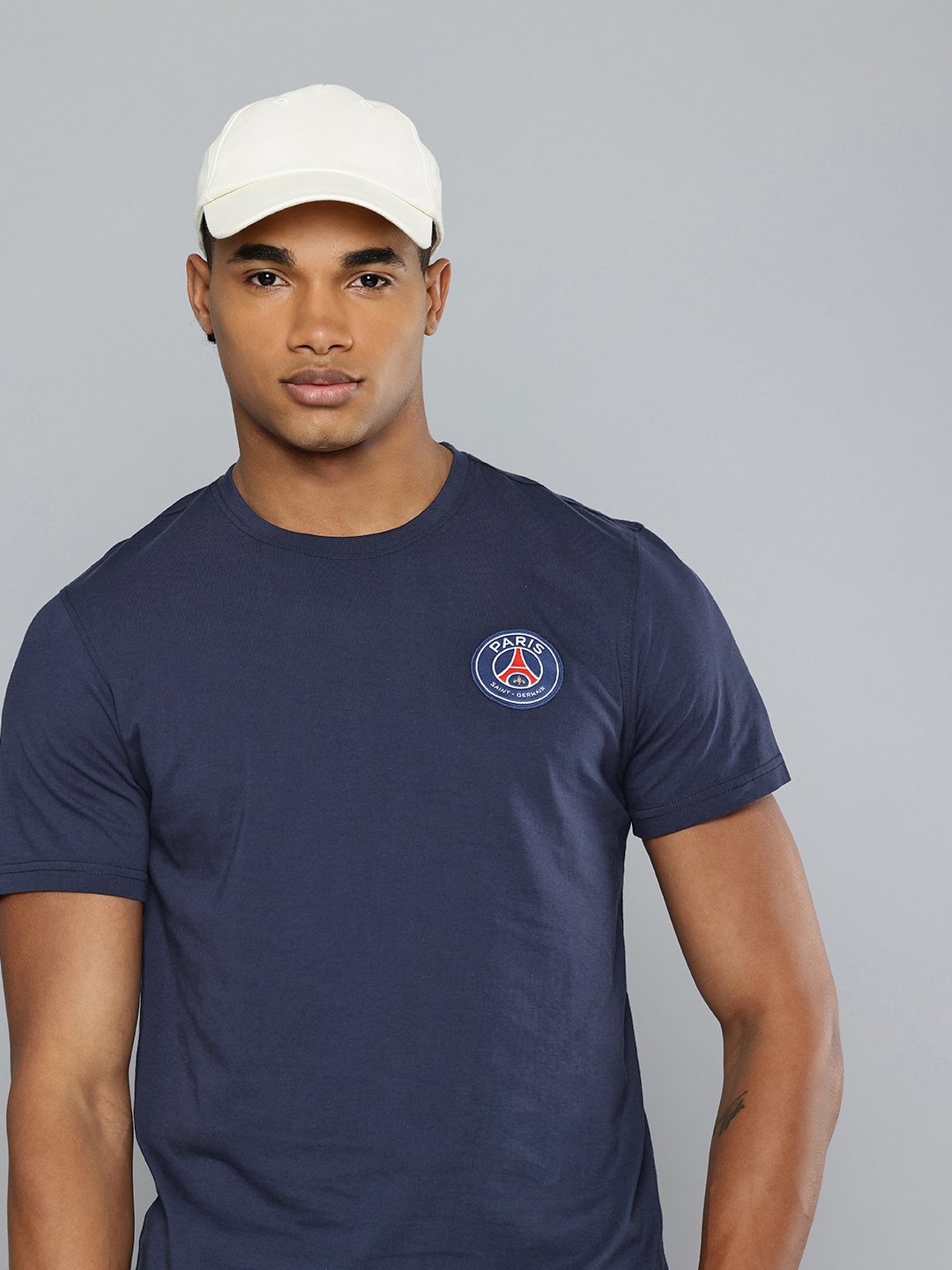 

PSG Men Paris Saint-Germain Logo Applique Pure Cotton T-shirt, Navy blue