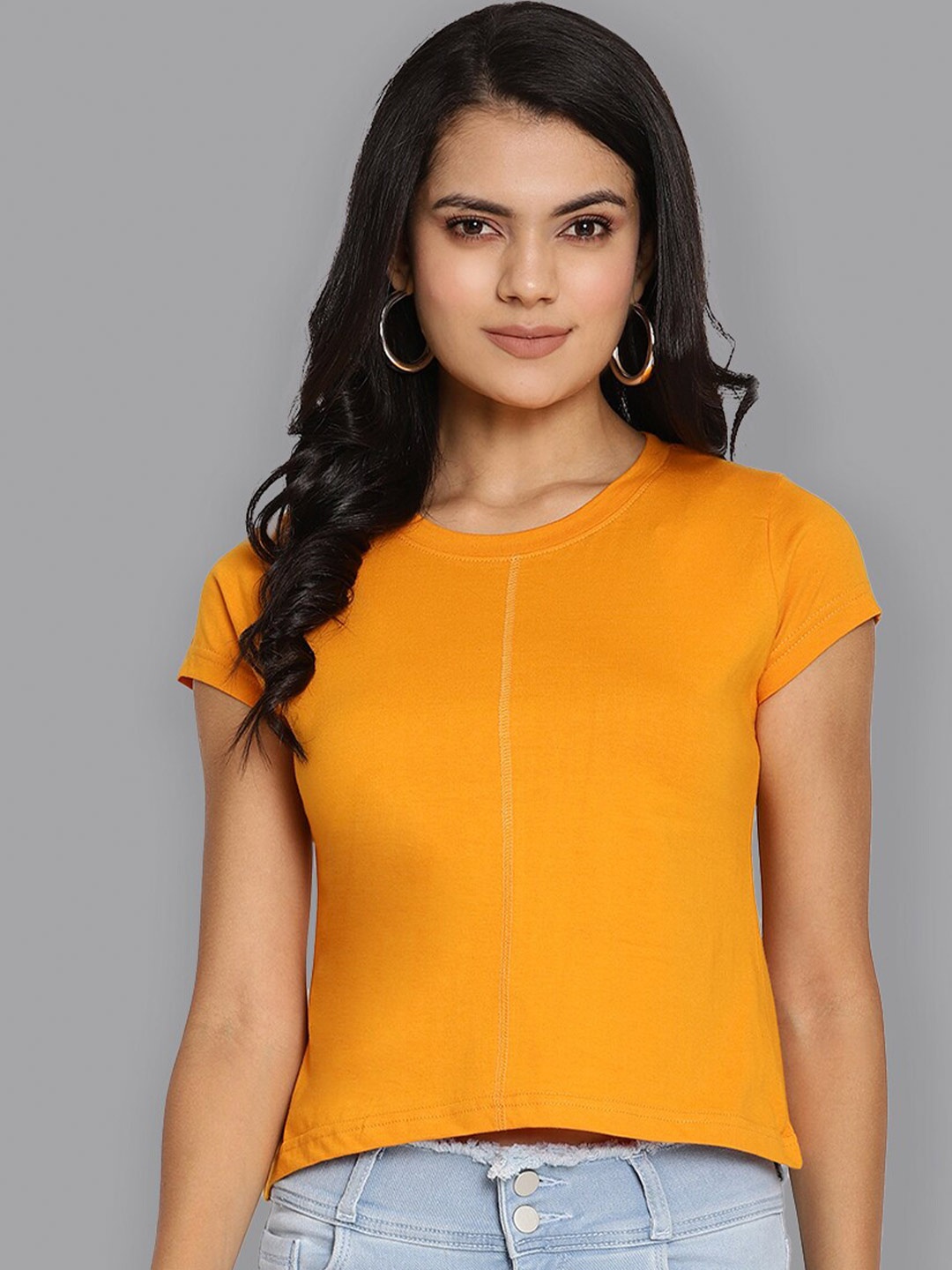 

The Vanca Women Yellow Regular Fit Cotton T-shirt
