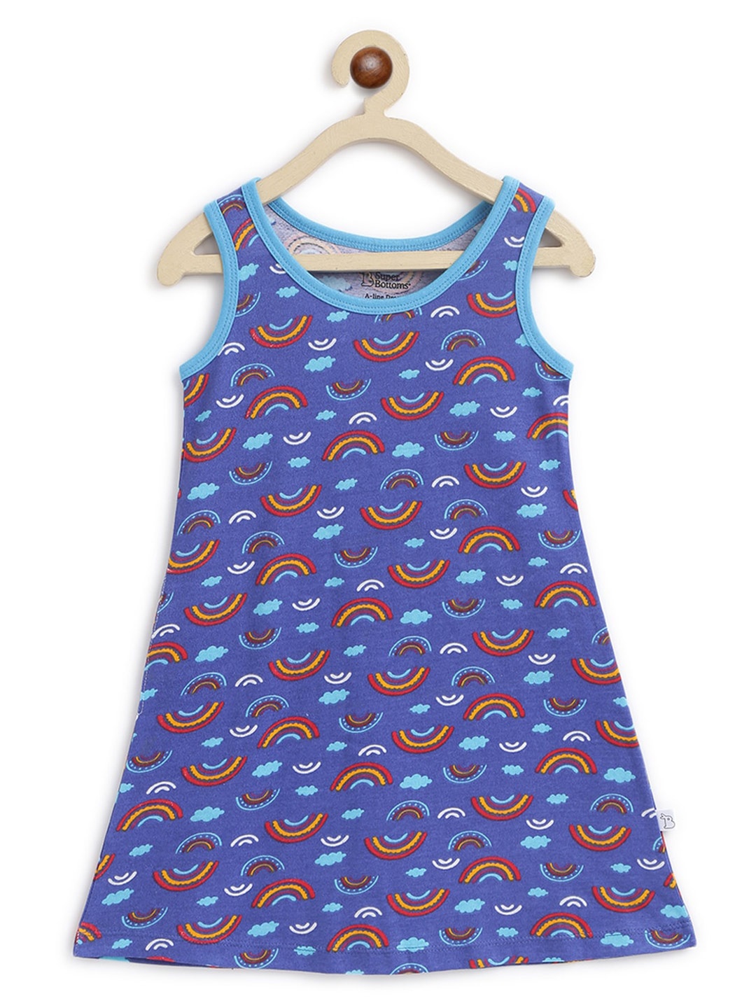 

SuperBottoms Blue Printed A-Line Dress