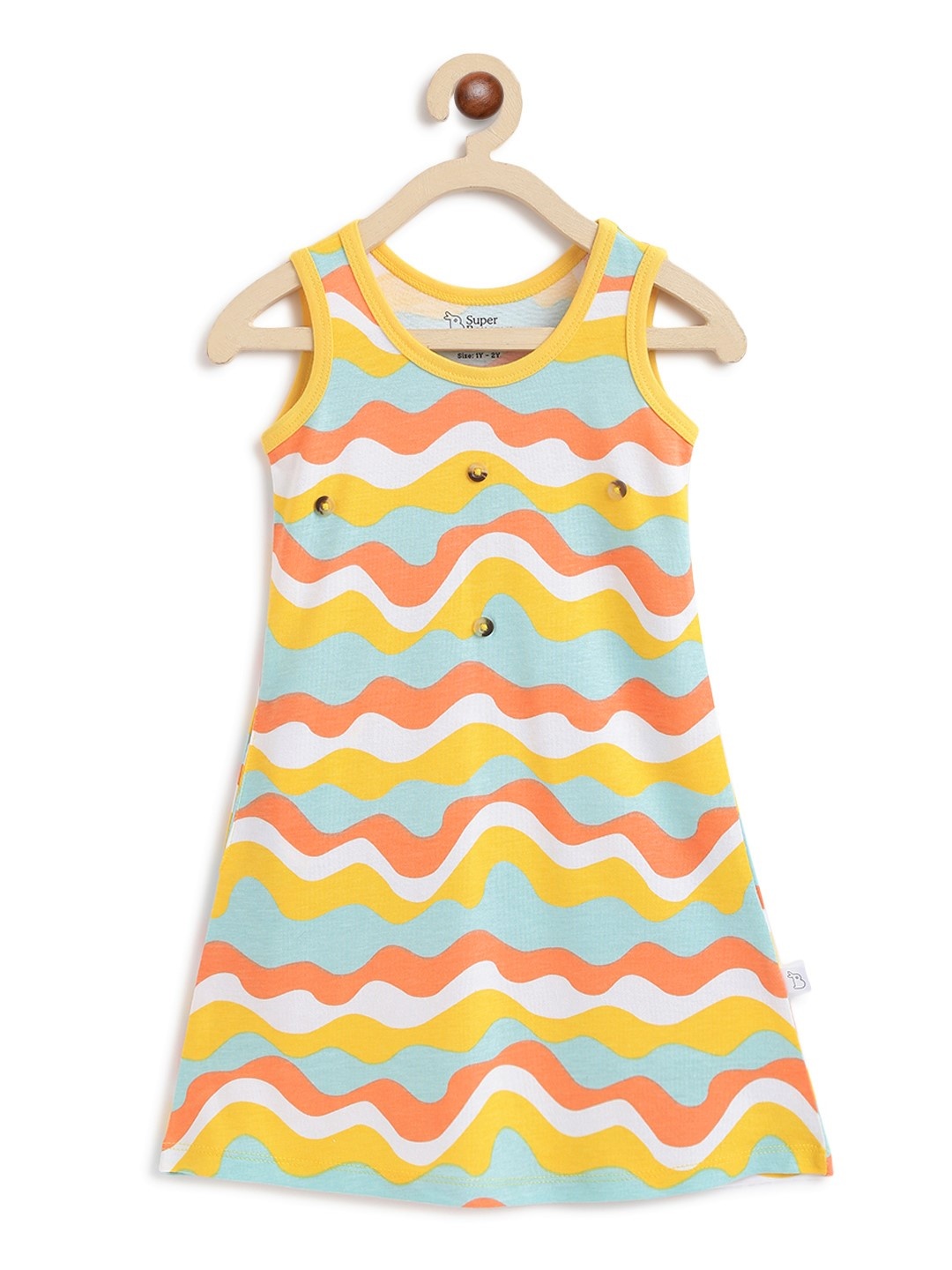 

SuperBottoms Yellow & Blue Sustainable A-Line Dress