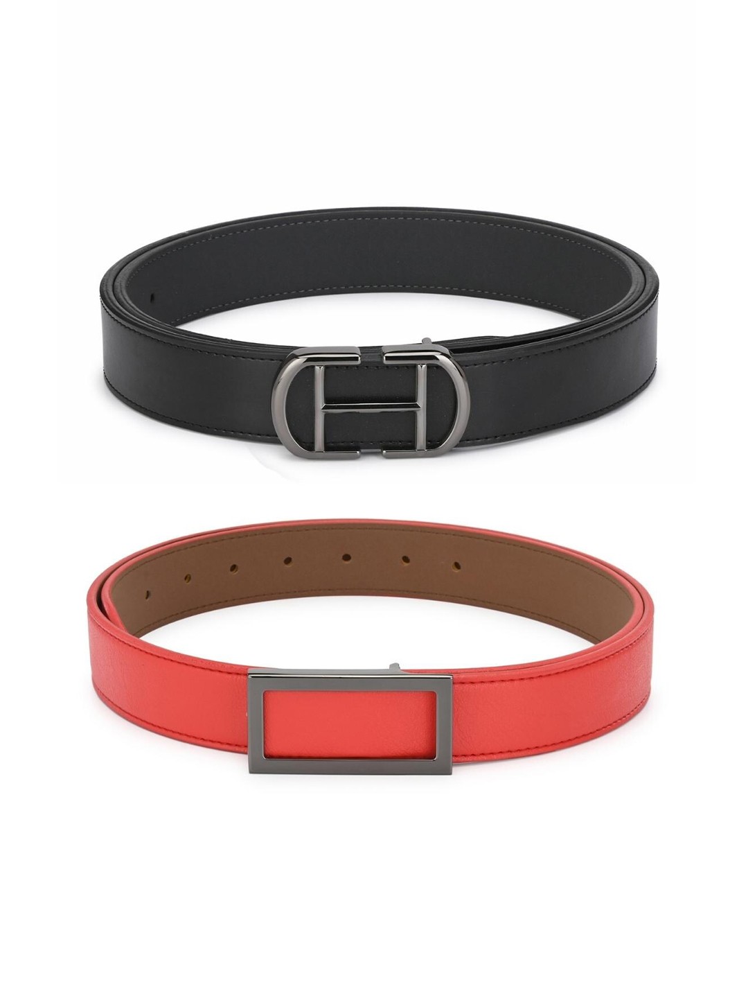 

Calvadoss Boys Pack of 2 Black and Red PU Belt
