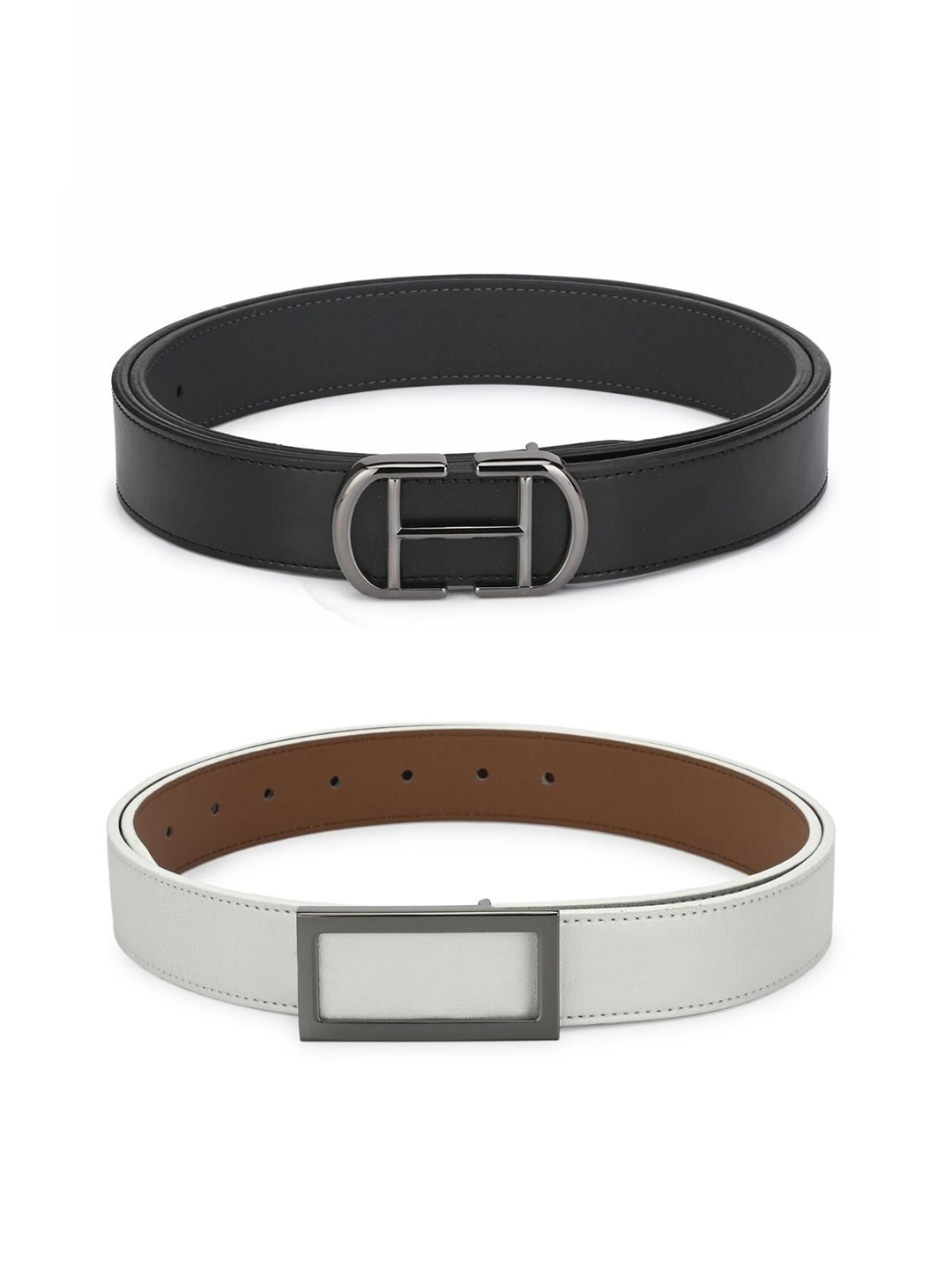 

Calvadoss Boys Black & White Set of 2 Solid PU Belt