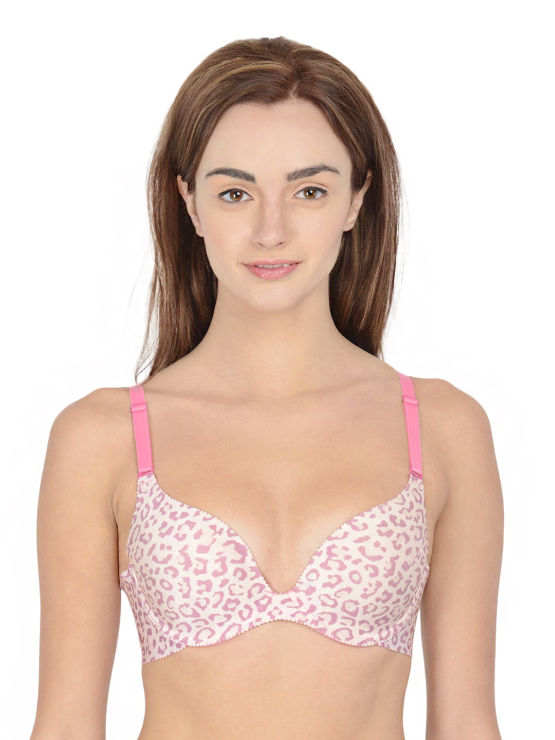 

Da Intimo Pink & White Animal Print Medium-Coverage T-shirt Bra DI-592