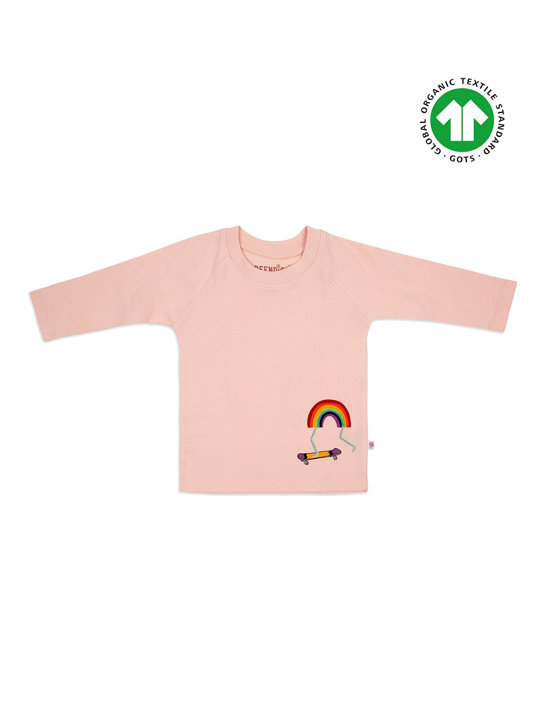 

GREENDIGO Boys Pink & Red Printed Organic Cotton Round Neck T-shirt