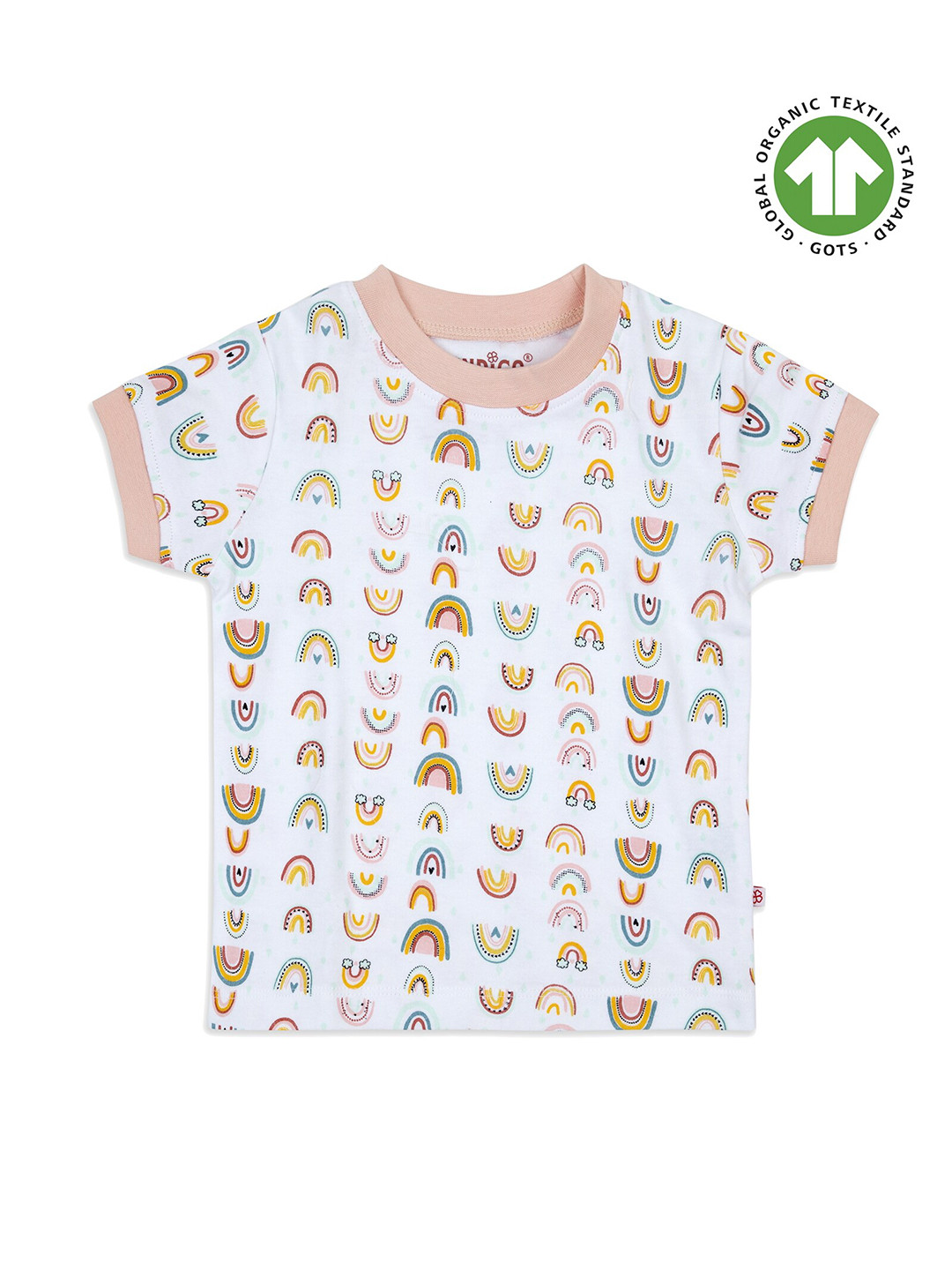 

GREENDIGO Girls White & Pink Printed Relaxed Fit Organic Cotton T-shirt