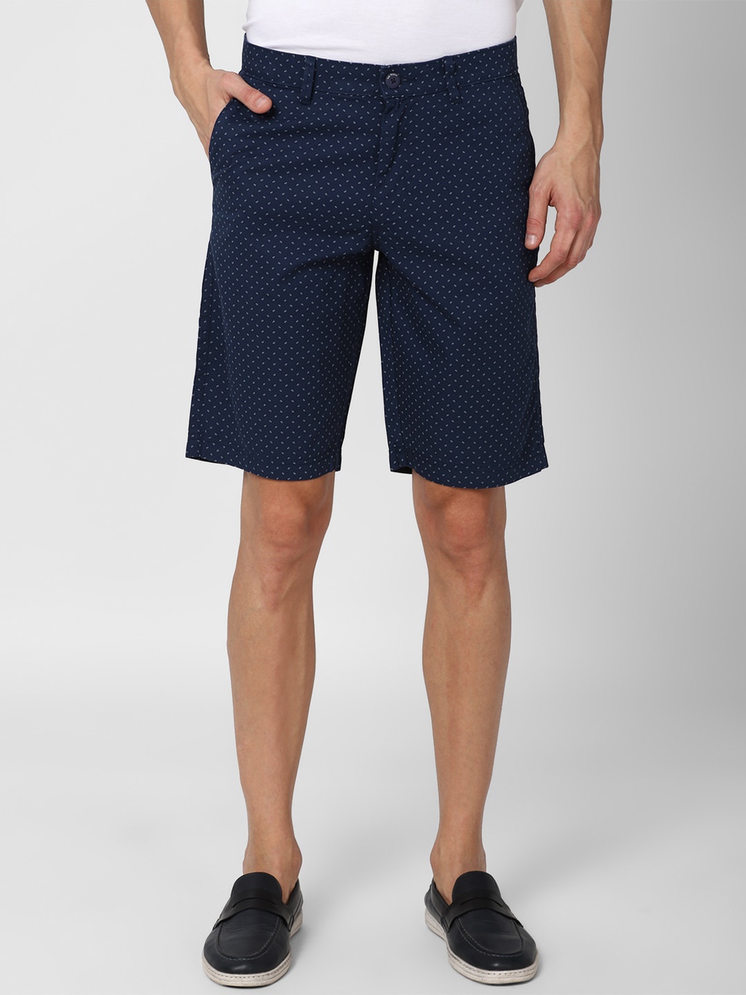 

Van Heusen Sport Men Navy Blue Micro Ditsy Printed Cotton Shorts