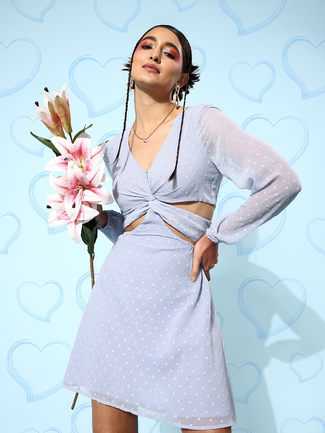 

Jade Garden Women Stunning Blue Solid Twist and Knot Dress