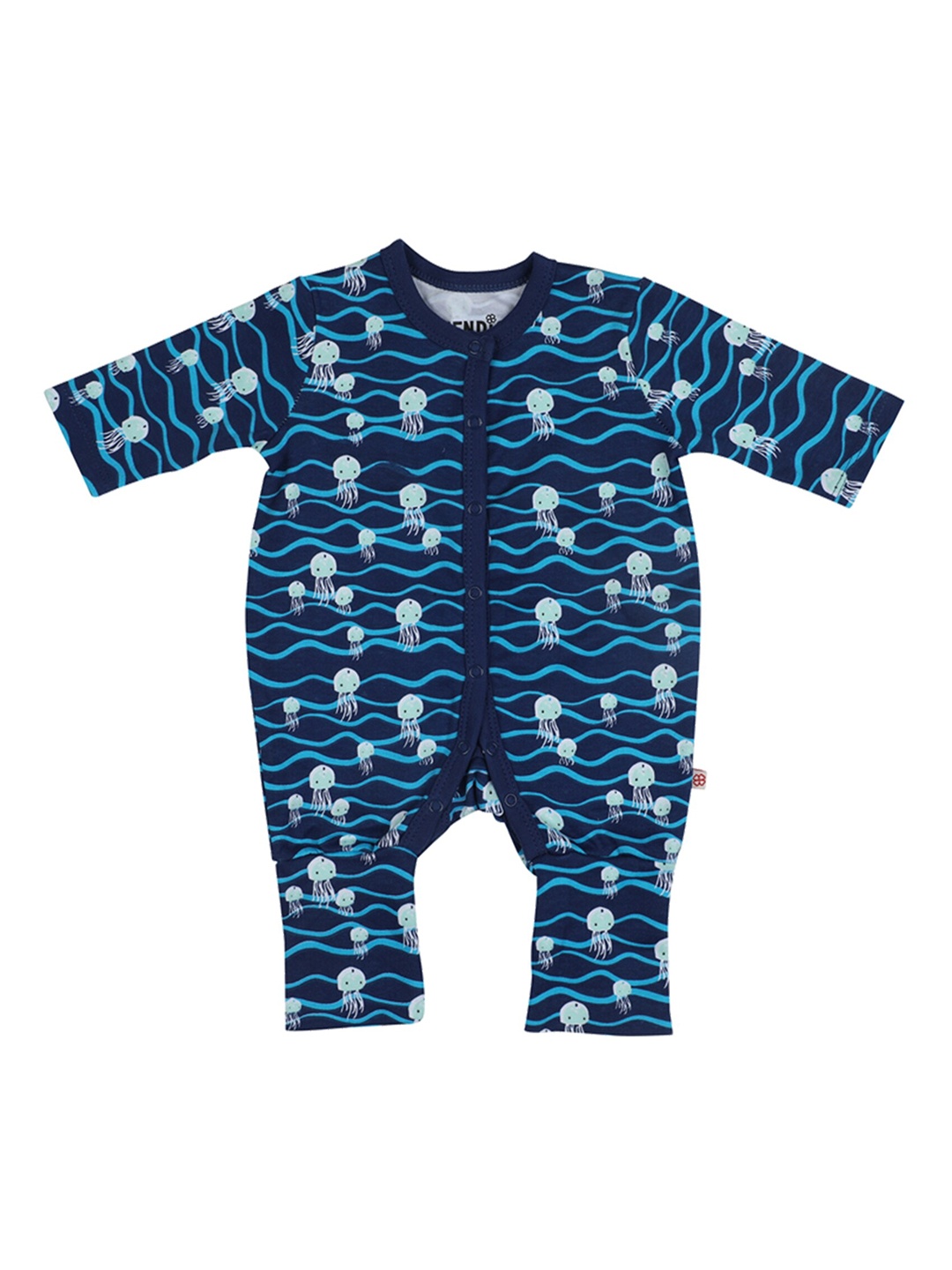 

GREENDIGO Boys Blue Printed Organic Cotton Rompers