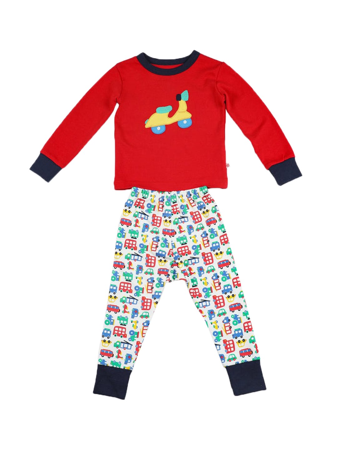 

GREENDIGO Boys Red & White Printed Organic Cotton Night suit