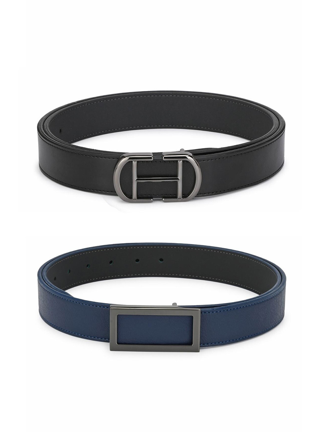 

Calvadoss Girls Black & Navy Blue Set Of 2 Solid PU Belts