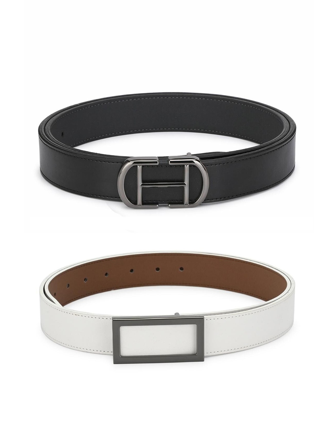 

Calvadoss Girls Black & White Set of 2 Solid PU Belt