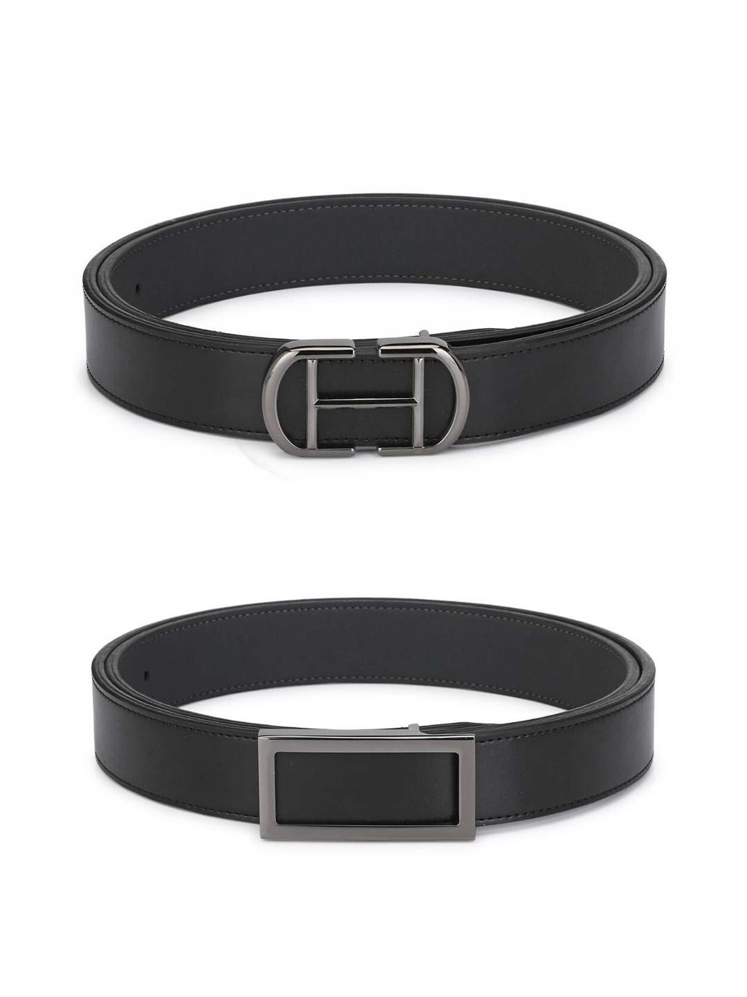 

Calvadoss Girls Black Set Of 2 Solid PU Belts